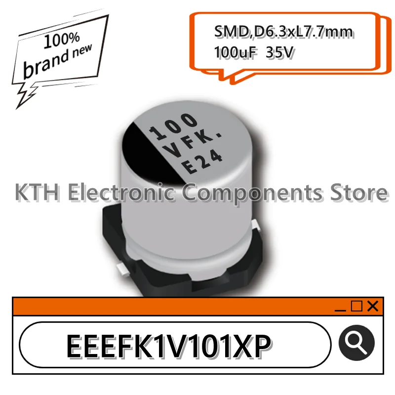 

10PCS EEEFK1V101XP EEE-FK1V101XP 100UF 35V new original SMD aluminum electrolytic capacitor 6.3x7.7mm screen printing 100VFK