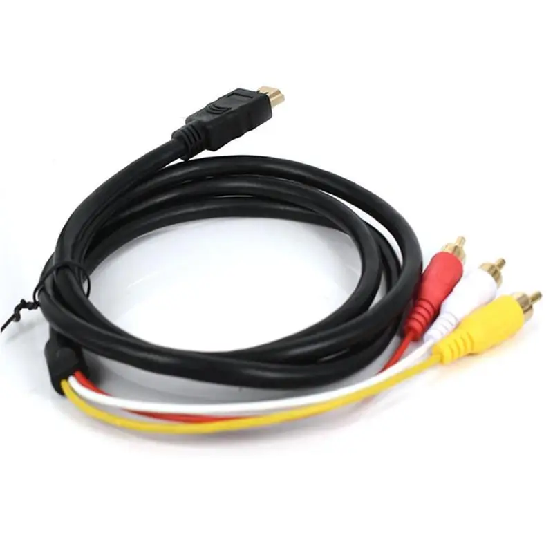 1.5m Signal Transmitter HDMI-compatible Male 3 RCA Male Component Audio Video Cable For HDMI TV Set-Box DVD Laptop
