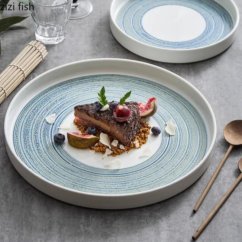 Creative Ceramic Straight Edge Plate Restaurant Soup Plate Steak Plate Dessert Plates Molecular Cuisine Specialty Tableware