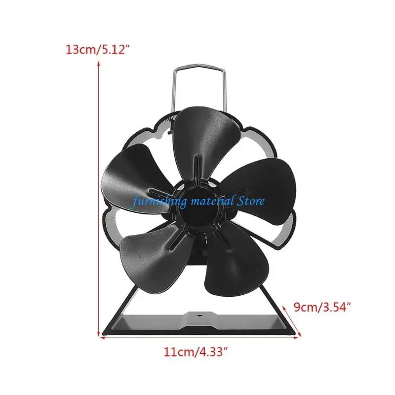 Y5GD 우드 스토브 팬 5 블레이드 벽난로 팬 열원의 난로 용 스토브 팬