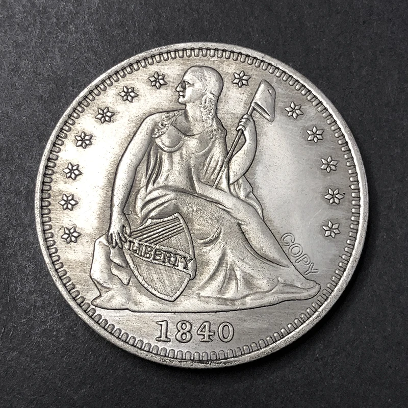 

US 1840 Statue of Liberty Take Flag Replica Commemorative Coin Trade Dollor Old Money Collect Home Decor Medal Shield Gift