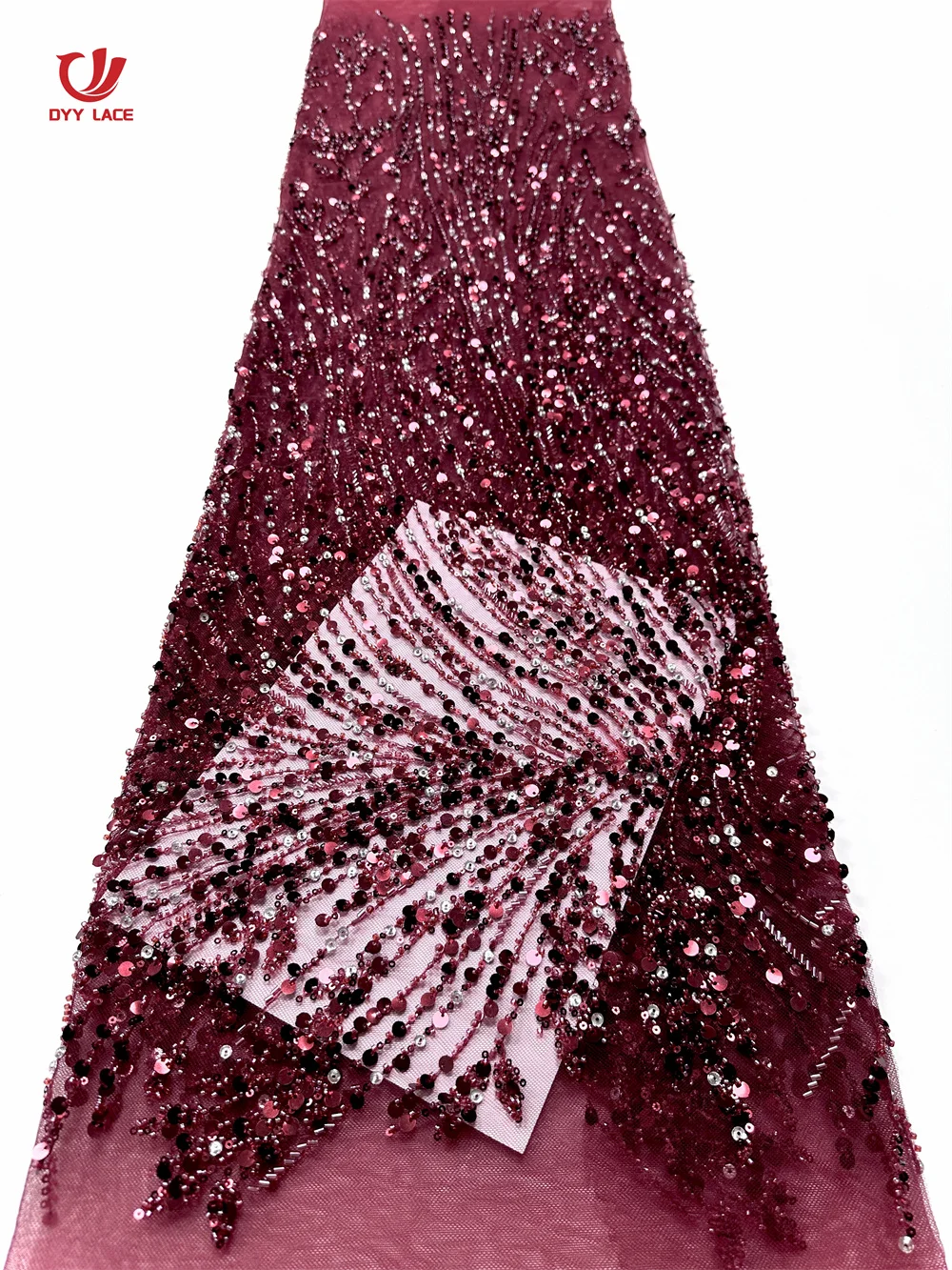 Luxury French Mesh Beaded Lace Fabric 2025 High Quality African Sequins Groom Lace Fabrics For Nigerian Wedding Dress