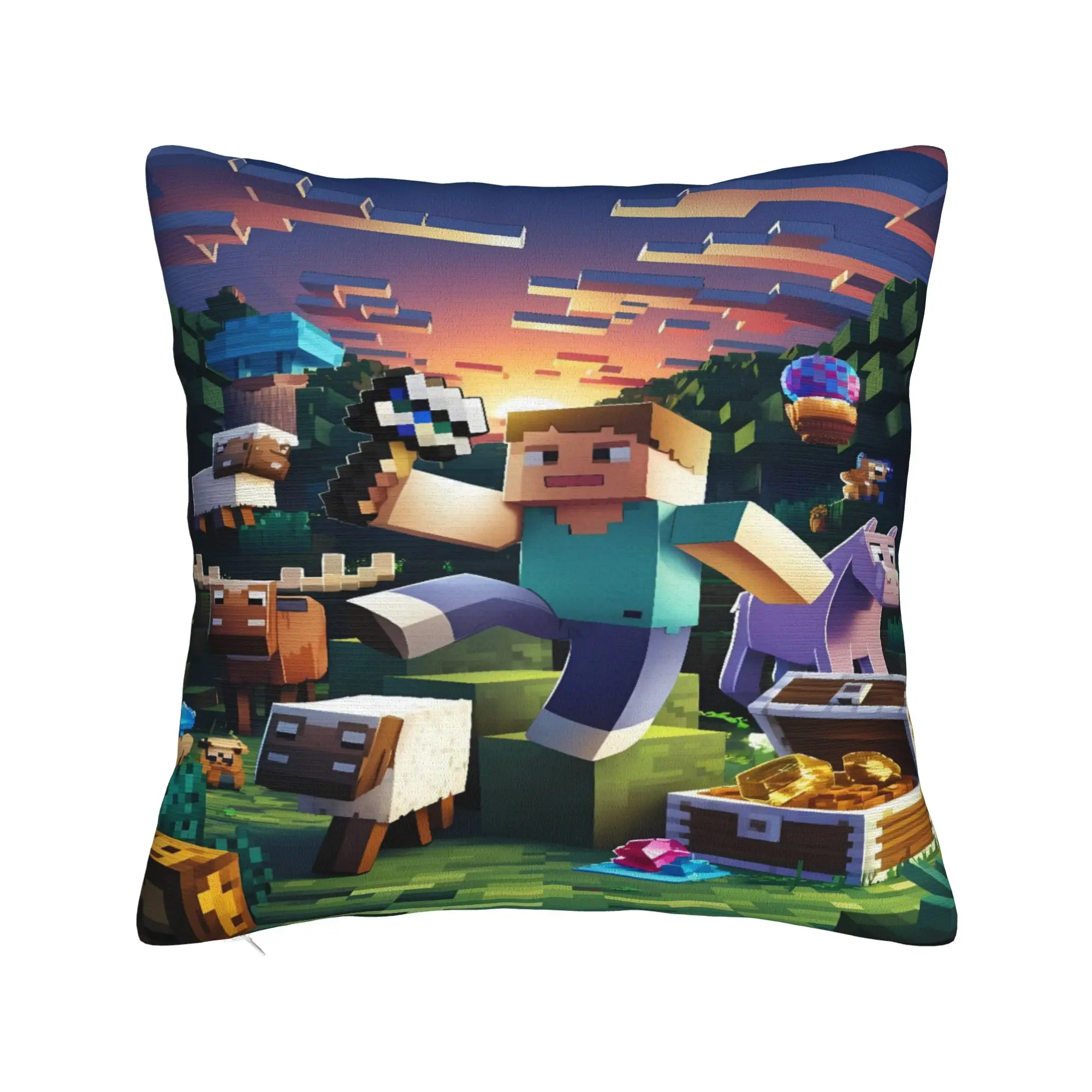 Game M-Minecrafts Pillowcases  Novelty Pillow Case For Sofa Couch Bed Living Room Soft Pillow Cover