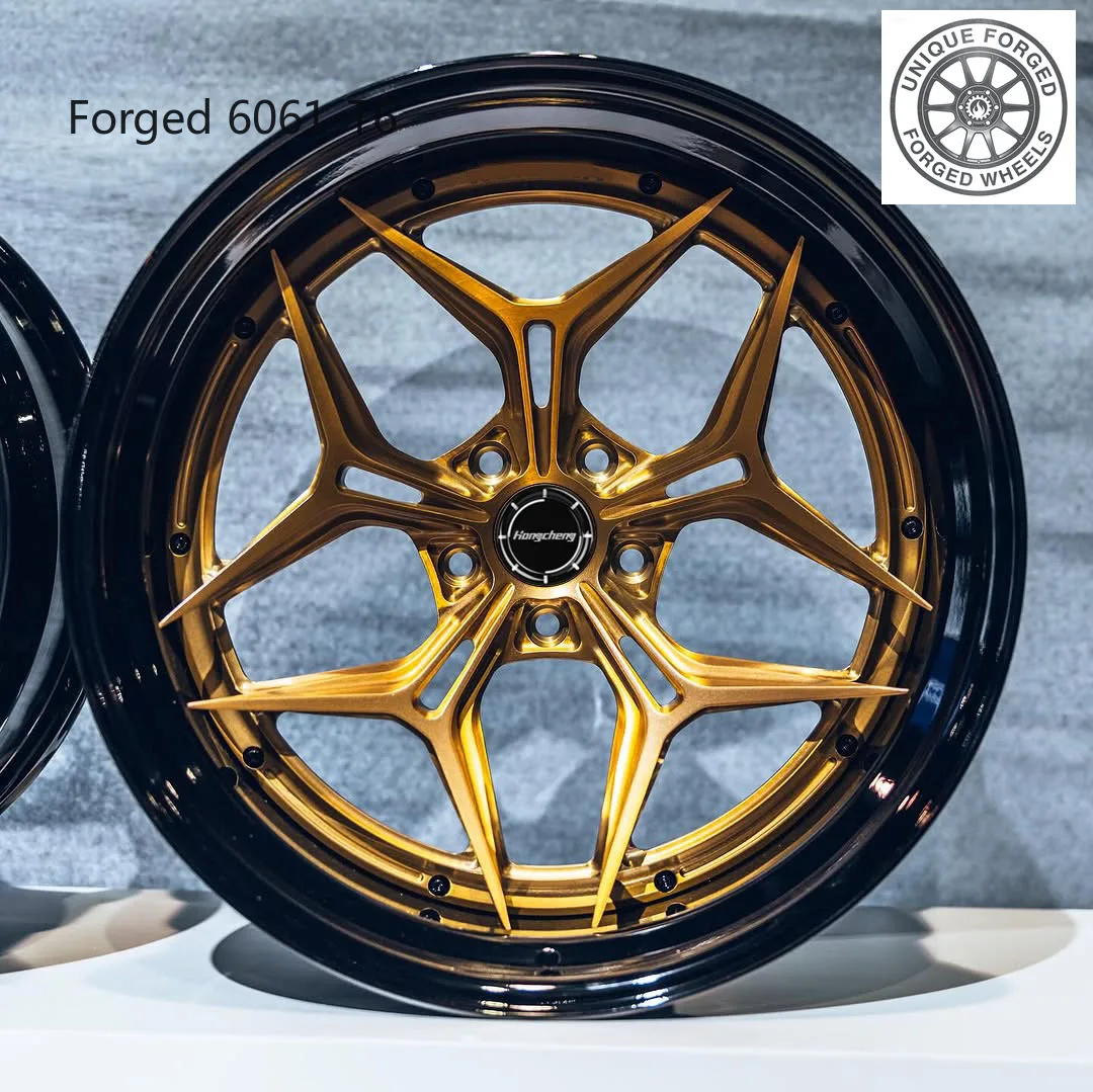 

26 Style Deep Dish Custom 2 Piece Forged Wheel 15-26 Inch Gold Spokes 5x130 5x114.3 5x120 Passenger Car Rims