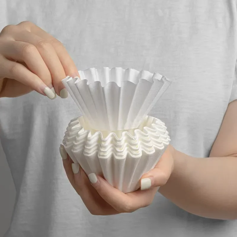 Coffee Pot Filter Paper By Hand Drip Cup 50pcs American Coffee Machine Filter Fan Cake shape&V-shaped image 5