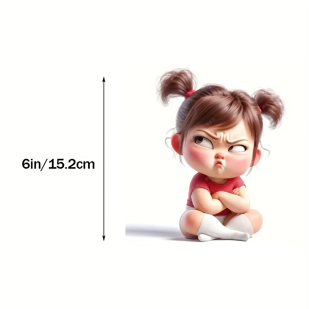 1Pc Grumpy Cute Girl Waterproof Vinyl Sticker for Car Laptop Motorcycle Phone Wall Decor