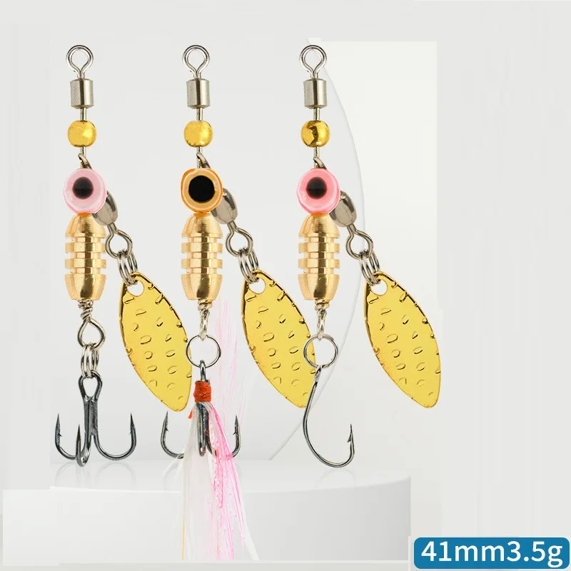 1pcs/lot Rotating Spinner Fishing Lure 3.5g/4.5g/7g/9g/12g Spoon Sequins Metal Hard Bait Wobblers Bass Pesca With Feather Hooks