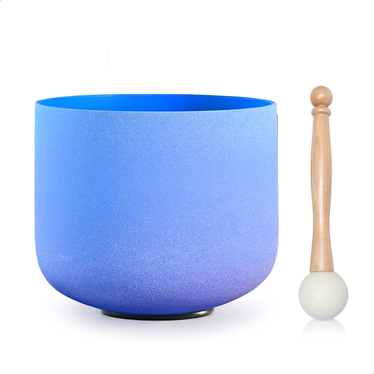 

CVNC 8 Inch 432Hz Note G Throat Chakra Blue Color Frosted Quartz Crystal Singing Bowl sound healing and meditation with mallet