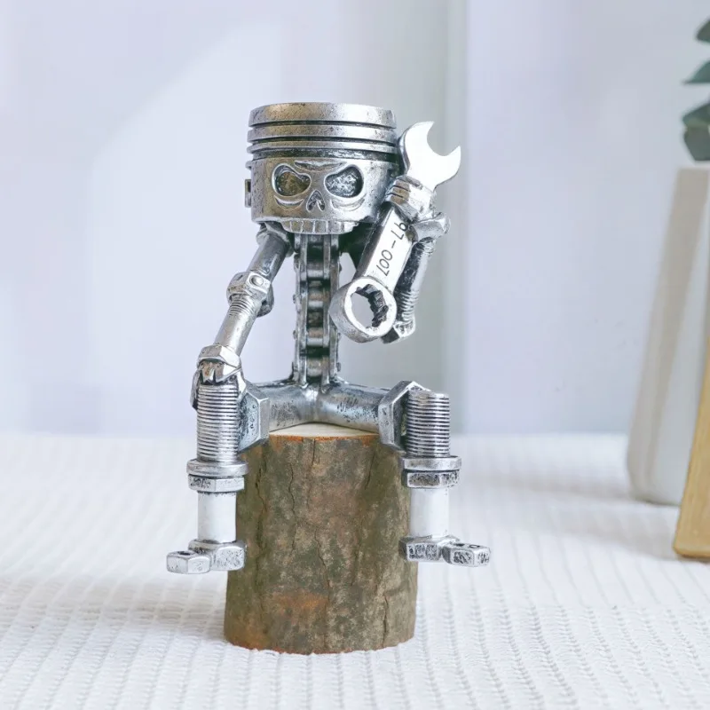 Cute Cartoon Skull Face Industrial Machinery Small Ornaments and Small Gifts Are Universal Wrench Gear Skull Human Resin Crafts