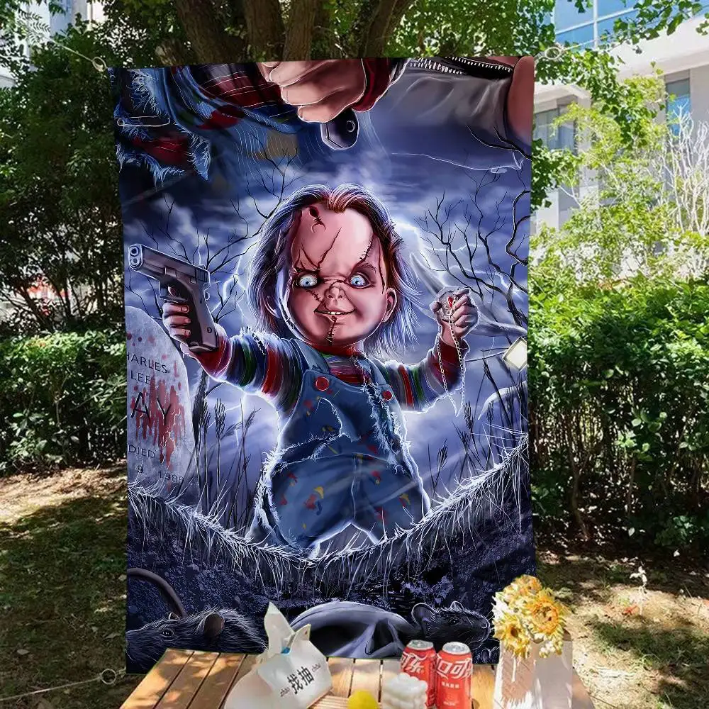 Classic Horror Movie Chucky High End Quality Banner Printing Artistic Atmosphere Style Camping Flag