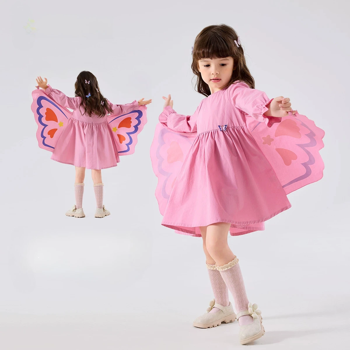 Butterfly Baby Girl Dress Kids Clothes Fairy Toddler Princess Dress with Wings Cotton Spring Summer Outfit Party Costume Vestido