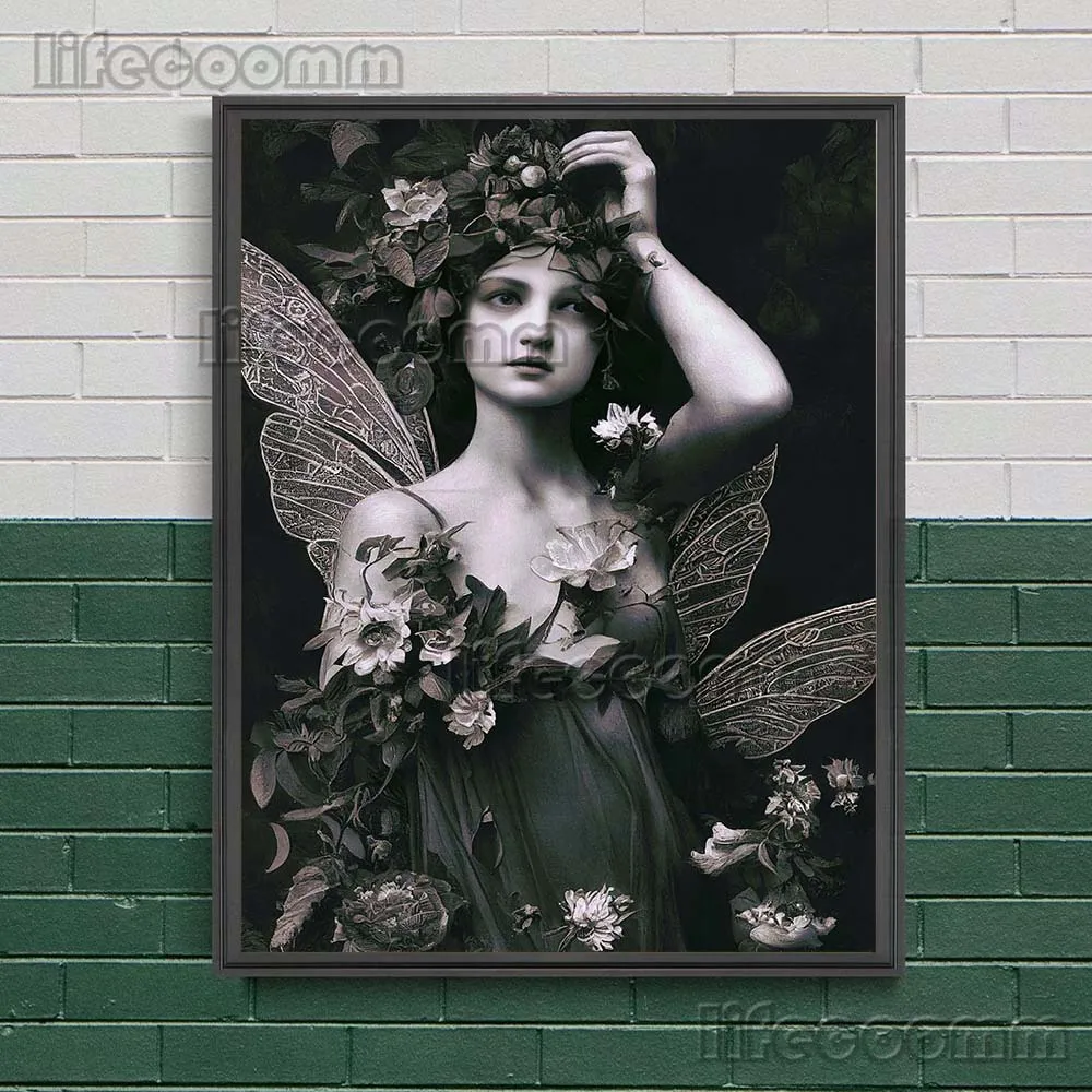 The Queen Of Witches,Vampire,Old Devilish Creepy Victorian Wall Art Canvas Painting Rebel Witch Portrait Art Poster Print Decor