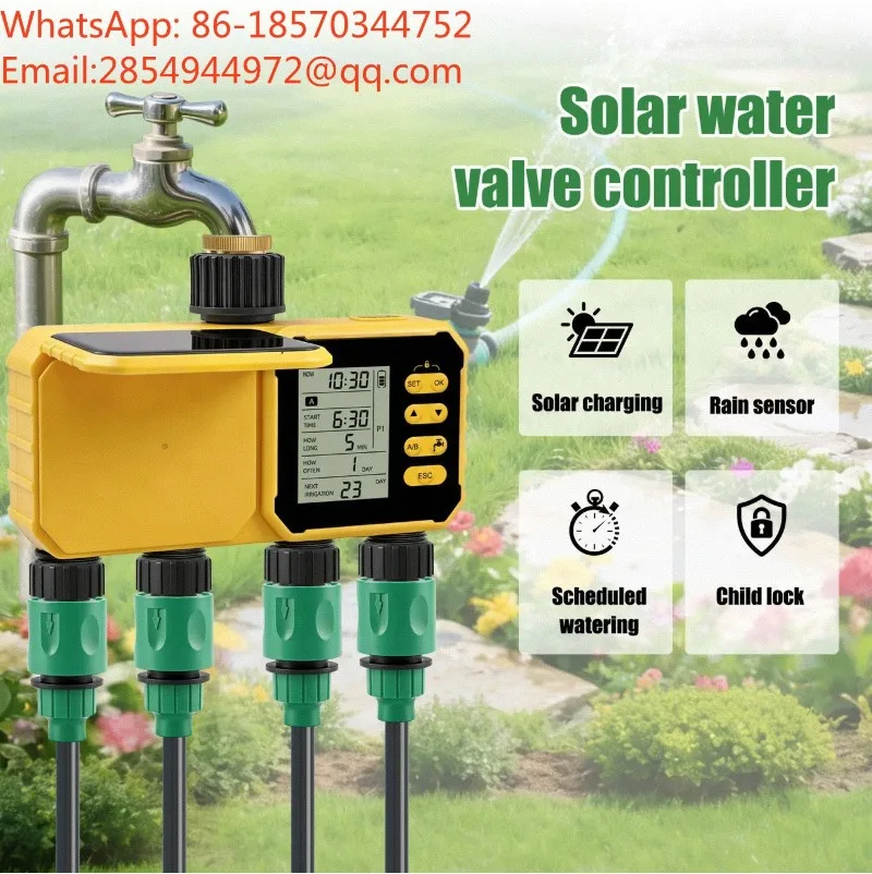 Solar Four-channel Automatic Irrigation Water Valve Controller, Intelligent Timed Atomizing Spray, Watering Tool