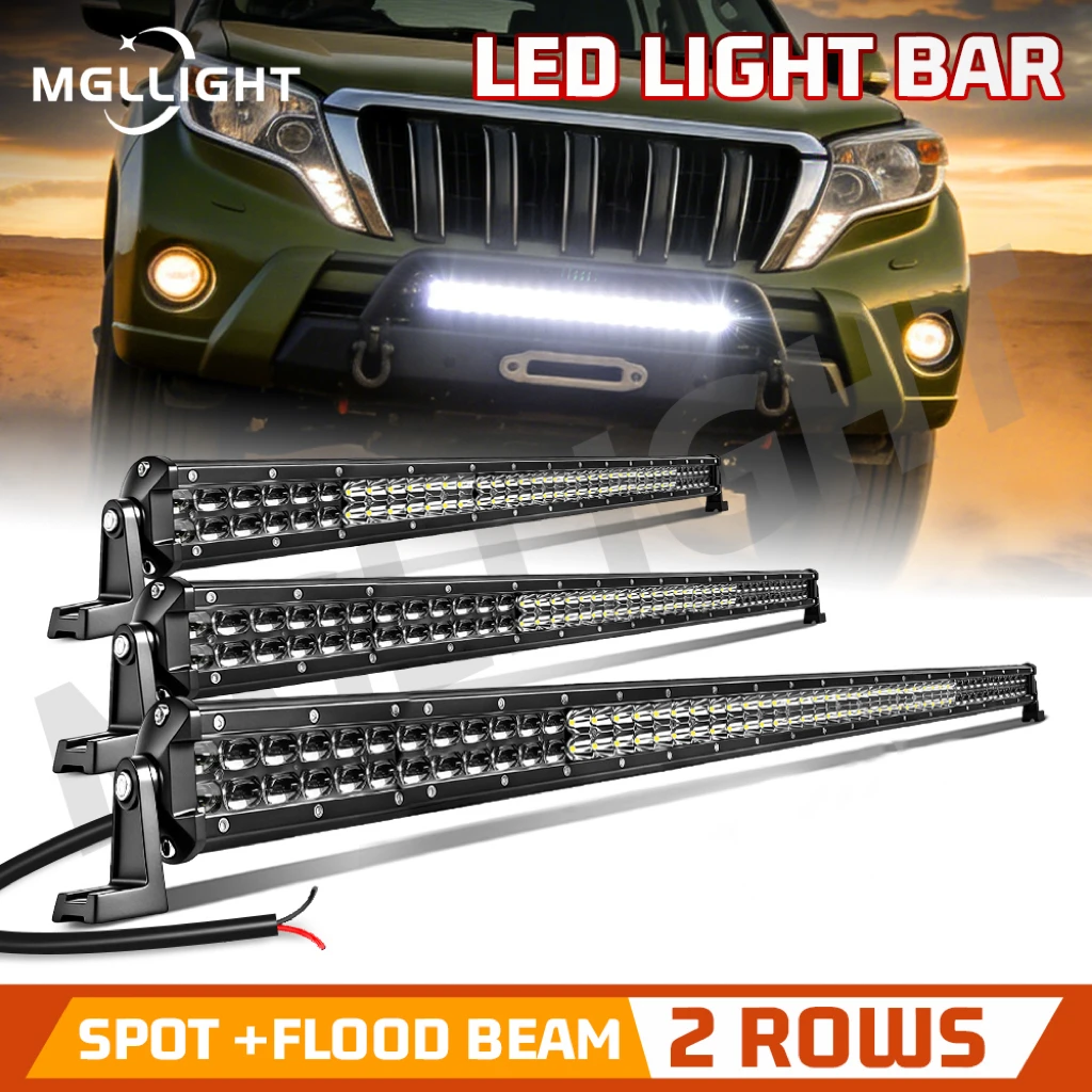 UNISHINE 2-reihige 15-42 Zoll LED-Lichtleiste Spot+Flood Kombi-Strahl Gerade Fahrleuchte Wasserdichte LED-Arbeitslampe für LKW SUV ATV