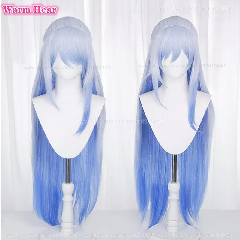 High Quality Jingliu Synthetic Game Long 110cm Blue Gradient Cosplay Anime Wig And Earrings Heat Resistant Fibre Wigs + Wig Cap