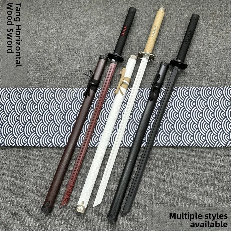 竹製両手刀（鞘付き）武術トレーニングソード、非殺傷性太極拳フィットネス武器（スポーツ用）
