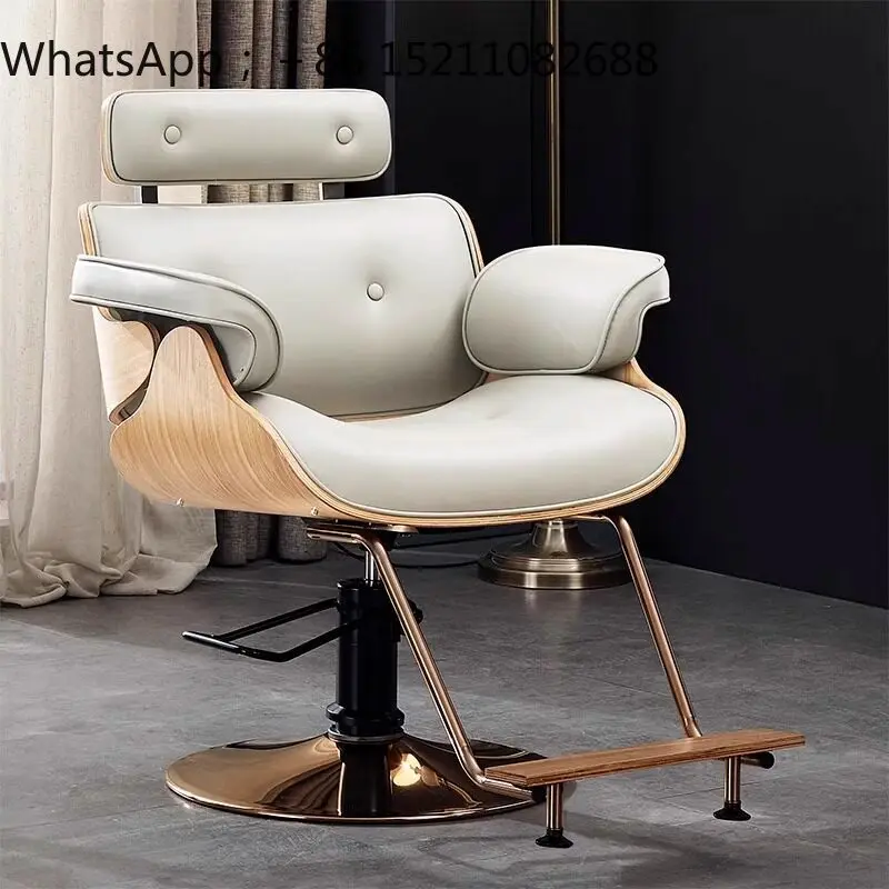 SCY hair salon special barber chair hair salon chair lifting rotating solid wood barber chair