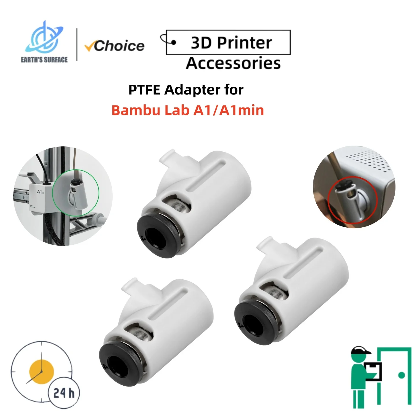 Earth's Surface PTFE Pneumatic Feed Pipe Joint Tube Connector for Bambu Lab A1 Mini 3D Printers Pneumatic Accessories