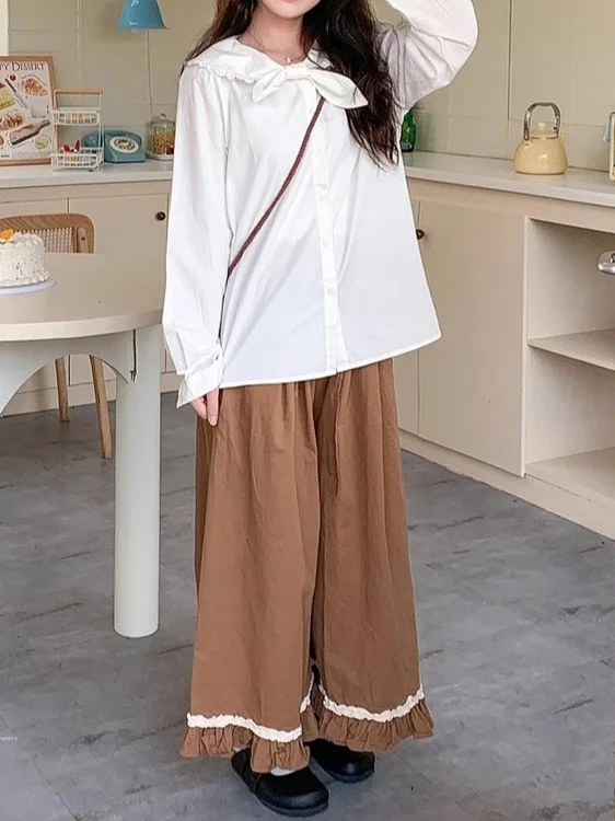 Künstlerische Sle Plissee Baumwolle Breite Bein Hosen frauen Lose plus Größe Hohe Taille Neun Punkte Rock Hosen Sommer Neue Ankunft