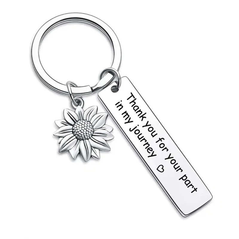 Good Friends Friendship Stainless Steel Sunflower Keychain Thank You for Your Part in My Journey Keychain Fashion Festival Gift