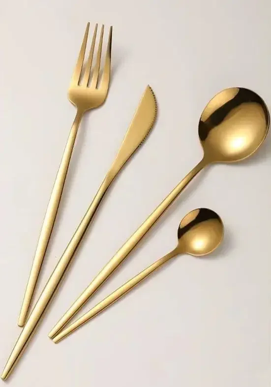 Factory Directly Price Kitchen Tableware Silverware Sets Stainless Steel Dinner Gold Dinnerware Set Fork Coffee Spoon