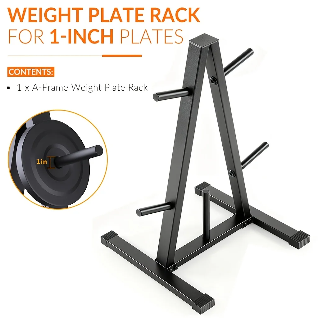 Weight Plate Tree, Plate Rack, Barbell Holder, Weight Storage, Gym Organizer, 1 Inch Standard, Home Gym, Wall Mount, Floor