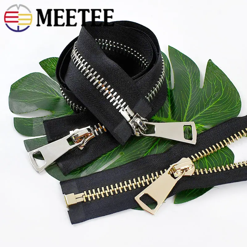 Meetee 1Pc 70/80/90/100cm 10# Open-End Metal Zippers For Jacket Garment Decor Zipper Repair Kit DIY Bags Sewing Accessories