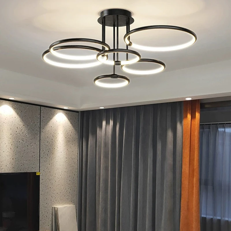 aipaite modern living room led lustre minimalismo circulo preto e branco sala de jantar e quarto 01