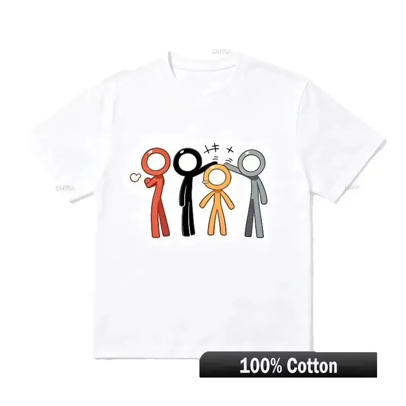 Matchstick Man Allen Baker Printed Men's and Women's T-shirt Street Style Comes Second Time Selected Pure Cotton T-shirt
