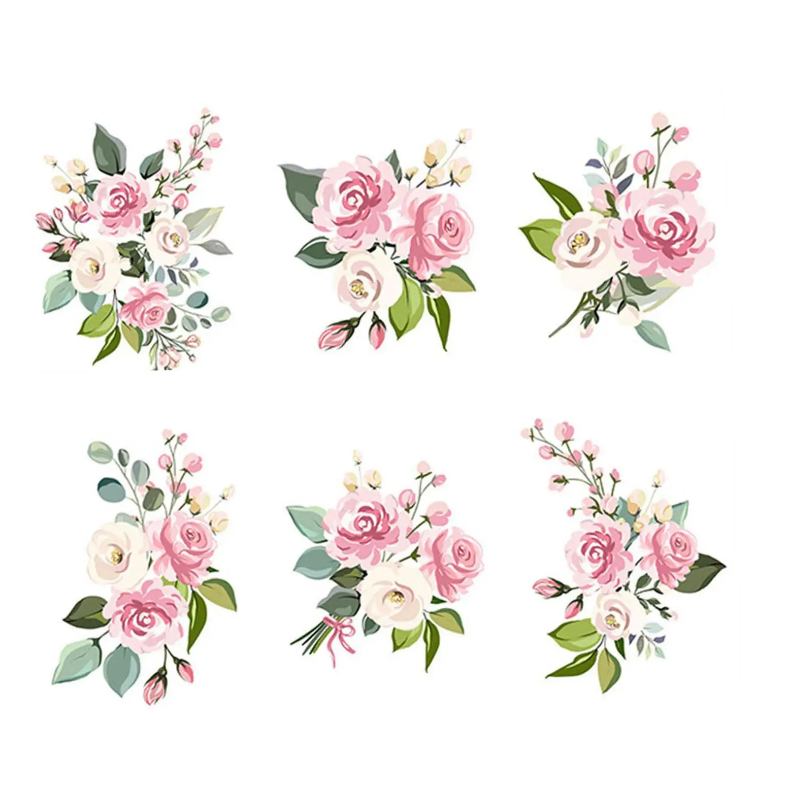 6 Pieces Flowers Wall Decals Beautiful Waterproof Elegant Bathroom Decals Easy