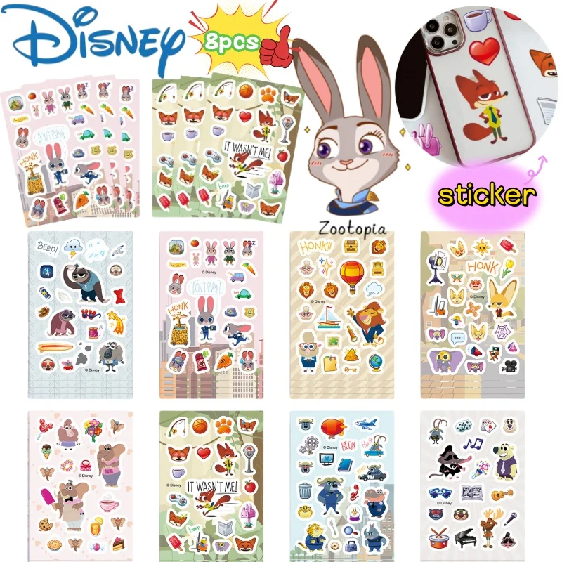 Disney Zootopia Judy Hopps Nick Wilde pegatina de perezoso creativo alto valor de Color diy impreso libro de contabilidad de mano equipaje pegatina impermeable