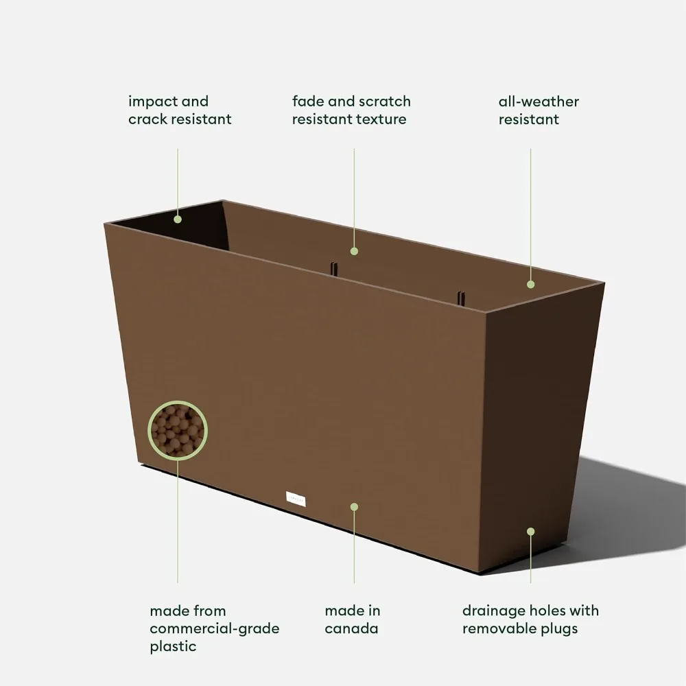 Длинный желобный кашпо с отделкой эспрессо, 39 дюймов, набор из 2 лотков для блюдца для наружного использования в помещении