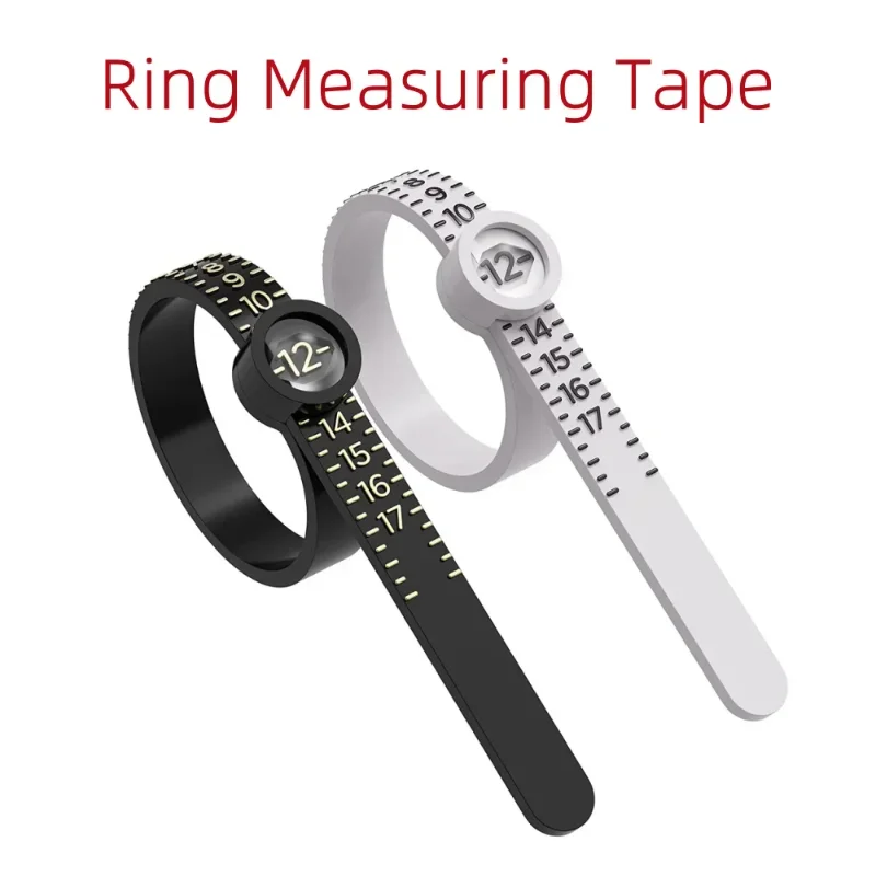US/UK/EU/HK Size Ring Ruler Ring Measuring Tape Ring Measuring Tool Annular Coil Finger Size Filter with Magnifying Glass