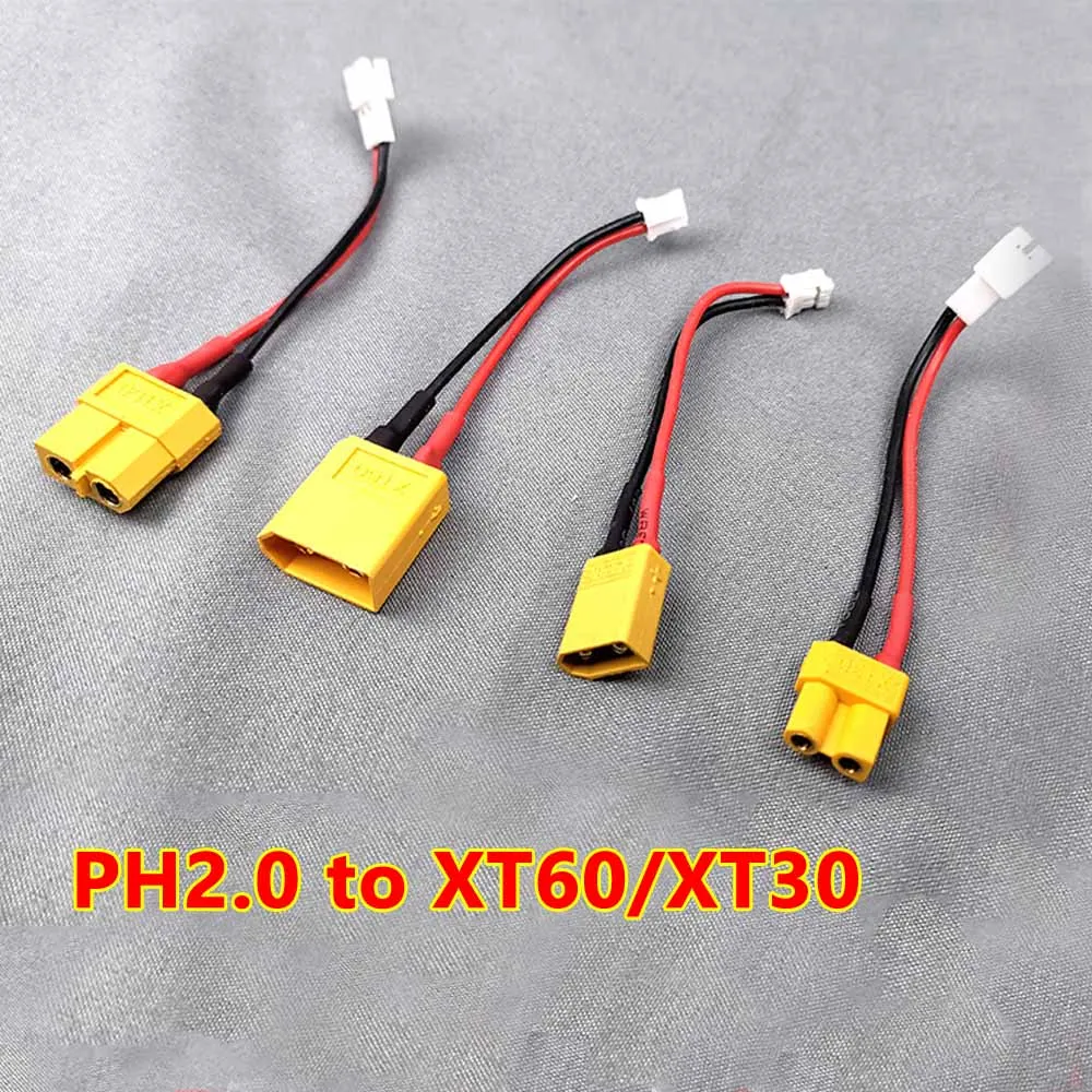 1PCS PH2.0 to XT60/XT30 Connector Male Female PH2.0-M XT60-F XT30-F Extension 14AWG Silicone Wire for RC Battery Motor Adapter