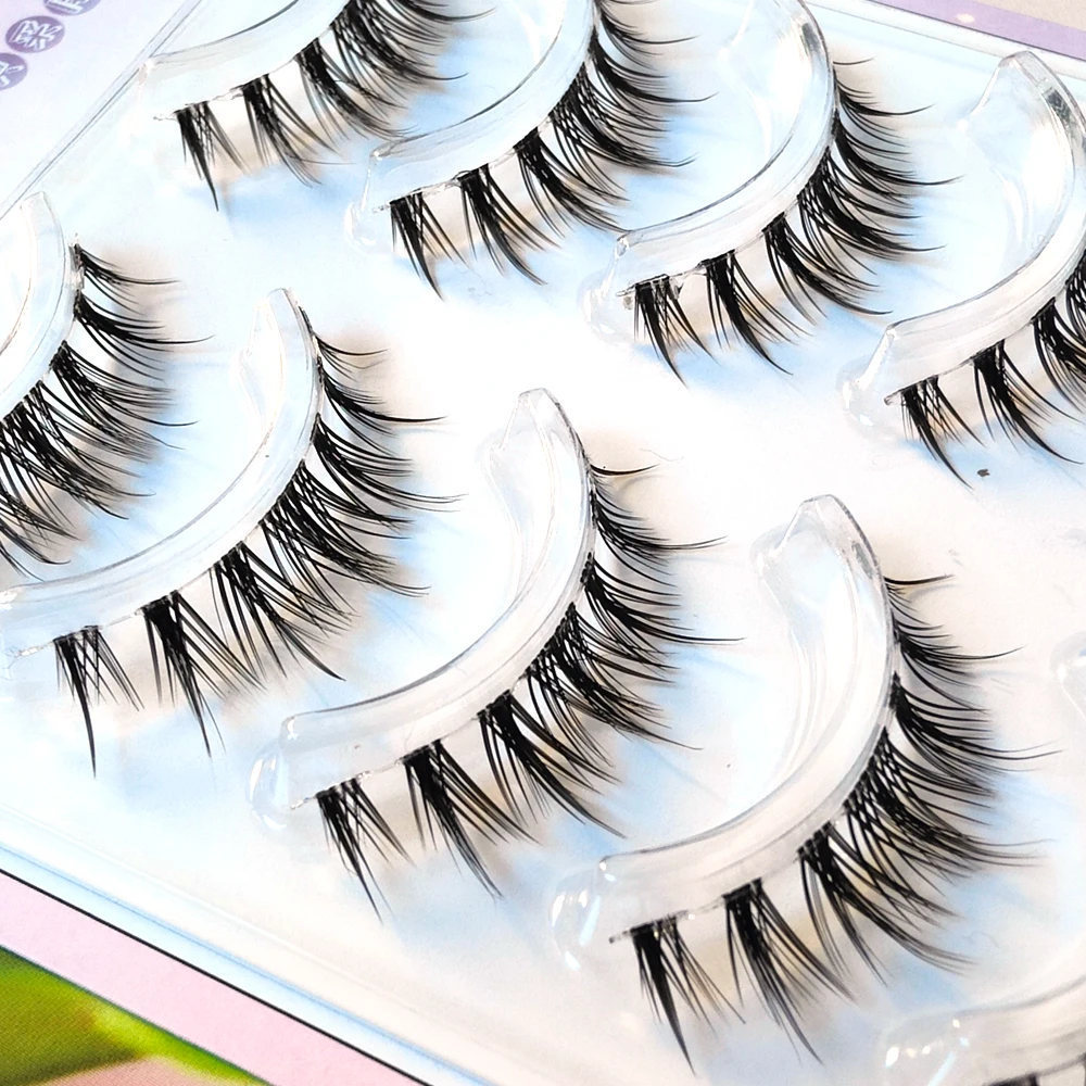 5 paia Clear Band ciglia finte Natural look Eye Lashes Extension Fluffy Soft Cross Manga Lashes Wispy Eyelash Extension