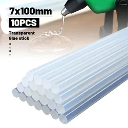 10Pcs 7mmx100mm Transparent Hot Melt Glue Sticks For Heat Pistol Gun Electric Glue Gun Craft Repair General Adhesive DIY Tool