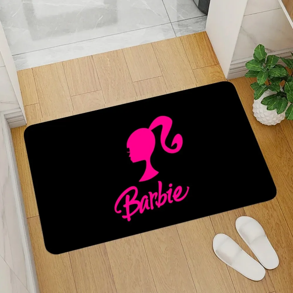 B-Barbie Pink Girl Floor Mat Graphic Printed Flannel Doormats For Bathroom Kitchen Entrance Carpet Home Decor