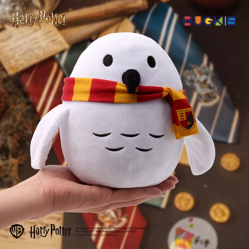 HUGKIS Oficial de peluche de búho Hedwig de Harry Potter con bufanda, muñeco de peluche de búho nevado Adorable de 19 cm, juguete coleccionable de película