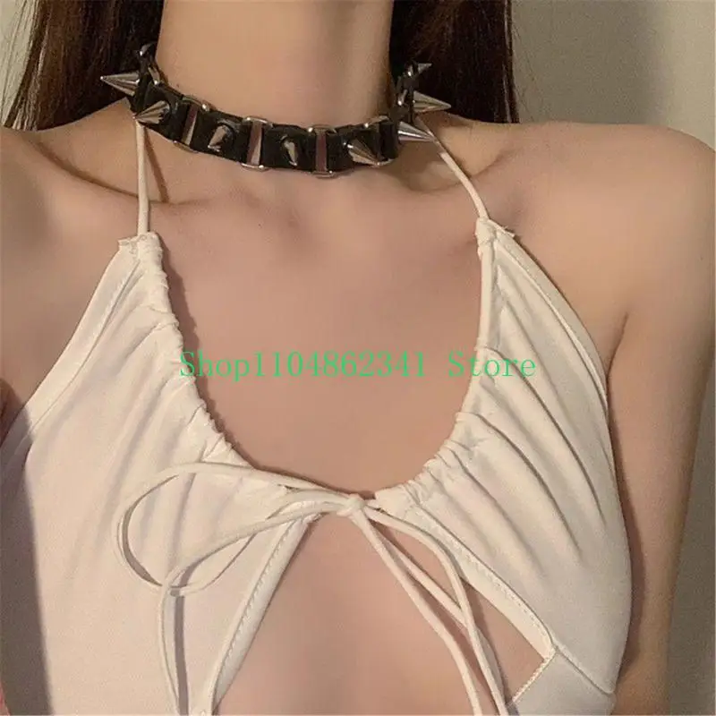 

5asd Gothic Choker Necklace Rivet Choker Leather Necklace Rivet Necklace Rivet Choker for Women