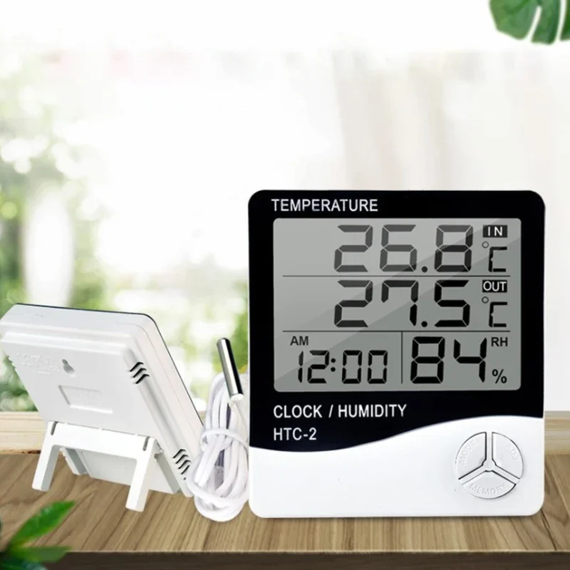 3.8'' Digital Temperature Humidity Monitor LED Screen High Precision for Home Indoor Fish Tank Refrigerator HTC-1 HTC-2
