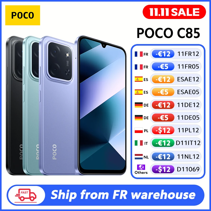 ?Première mondiale?POCO C85 Version mondiale Smartphone 128/256 Go Helio G81-Ultra Batterie 6000 mAh Écran 6,9 ?Première mondiale?POCO C85 Version mondiale Smartphone 128/256 Go Helio G81-Ultra Batterie 6000 mAh Écran 6,9