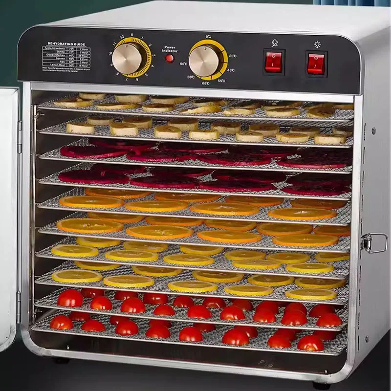 10 Layer Stainless Steel Food Dehydrator Machine Commercial Household Adjustable Energy-Efficient Drying for Fruits/Meat/Herbs