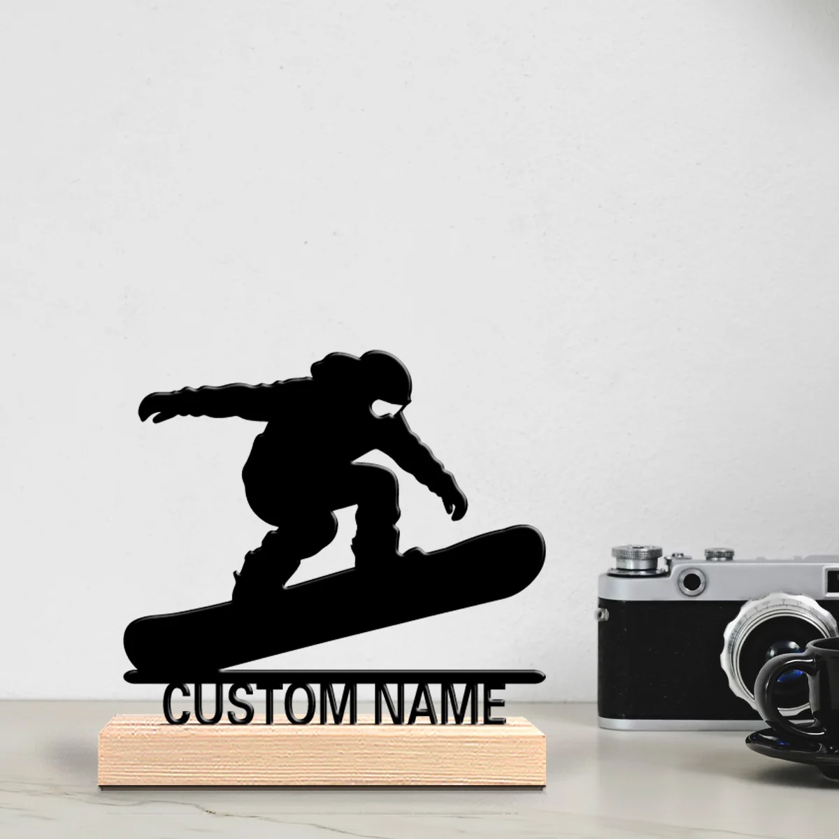 1pc Fashion Personalized Custom skier Metal Statues With Wooden Base Tabletop Decoration Suitable for winter sports decoration,