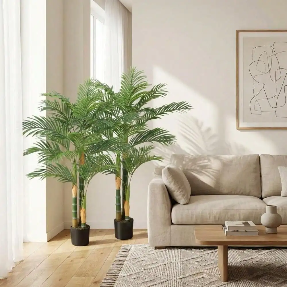 

1 шт./2 шт. Искусственная тропическая пальма (золотистая тростниковая), высотой 1,2 м/1,5 м, большая, в горшке