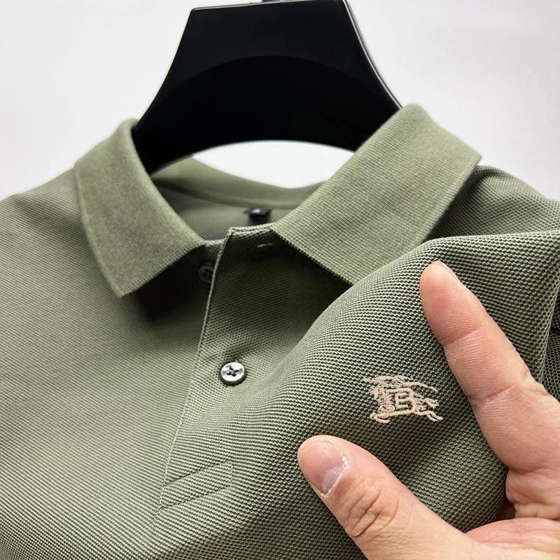 الراقية العلامة التجارية المطرزة قصيرة الأكمام مصمم قميص بولو الصيف موضة كوريا عادية 100% القطن بول تي شيرت ملابس للرجال