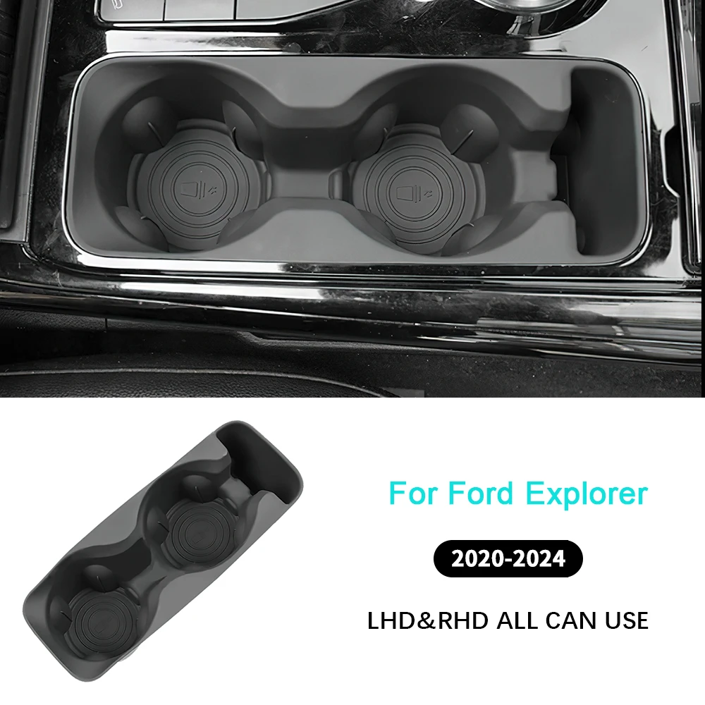 

Car Center Cup Holder Non Slip Silicone Mat For Ford Explorer 2020-2024 Center Console Storage Tray Accessories Auto Parts