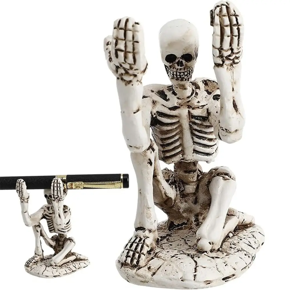 

Gothic Creative Skull Pen Holder Skeleton Durable Makeup Brush Holder Portable Resin Skull Desk Organizer Party Decoration