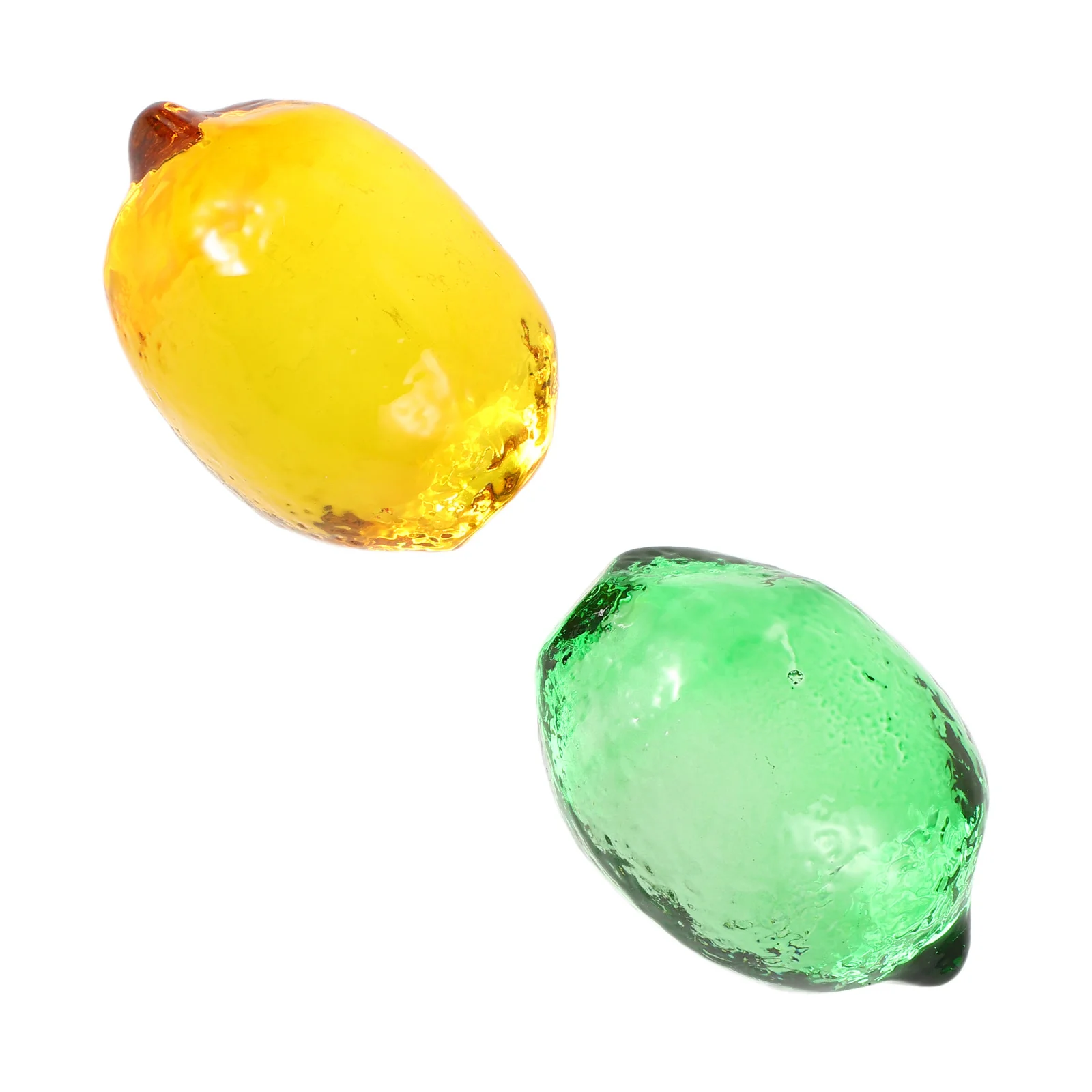 2Pcs Glass Lemon Statue Artificial Fruit Decor Kitchen Table Centerpiece Dining Room Home Office Decorative Lemon Ornaments