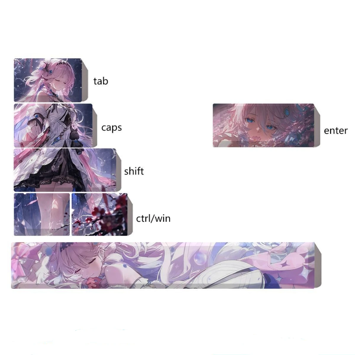 MAIMOOO Personalized Denia Keycaps Cherry Profile PBT Wuthering Waves Anime Game Supplement Keycap for Mechanical Keyboard 7Keys