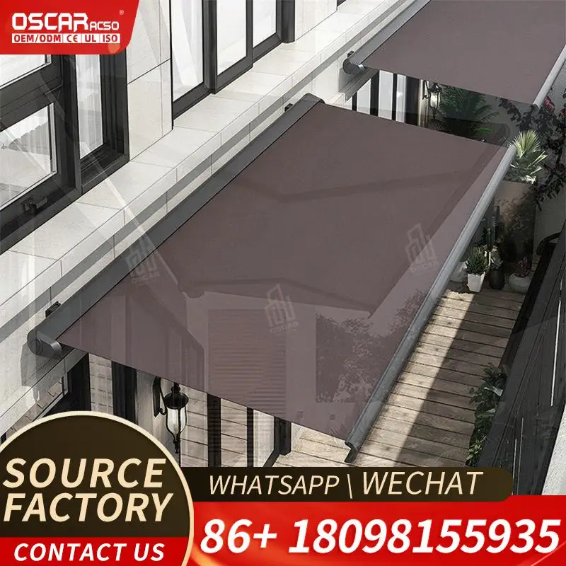 Motorized Retractable Outdoor Awning with LED Light Aluminum Frame for Conservatory Pergola Retractable Awning